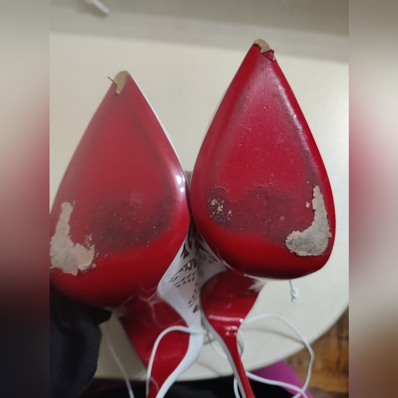 Christian Louboutin Sylvieta Lasercut White Lace-Up Heels US6.5 37 - Picture 8 of 12